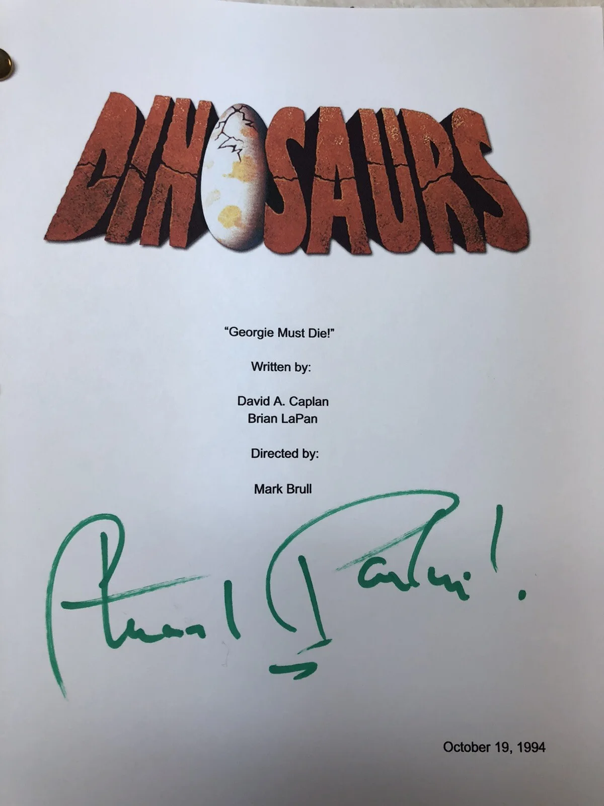 Stuart Pankin — STUART PANKIN DINOSAURS EARL SIGNED AUTOGRAPHED FINALE FULL EPISODE SCRIPT, image 2