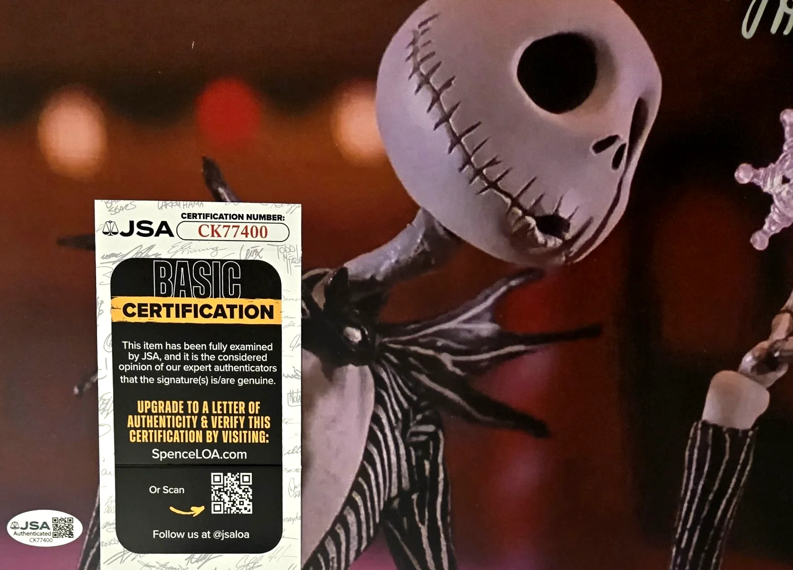 CHRIS SARANDON — Chris Sarandon Signed Photo Nightmare Christmas Jack Skellington Disney JSA 400, изображение 2
