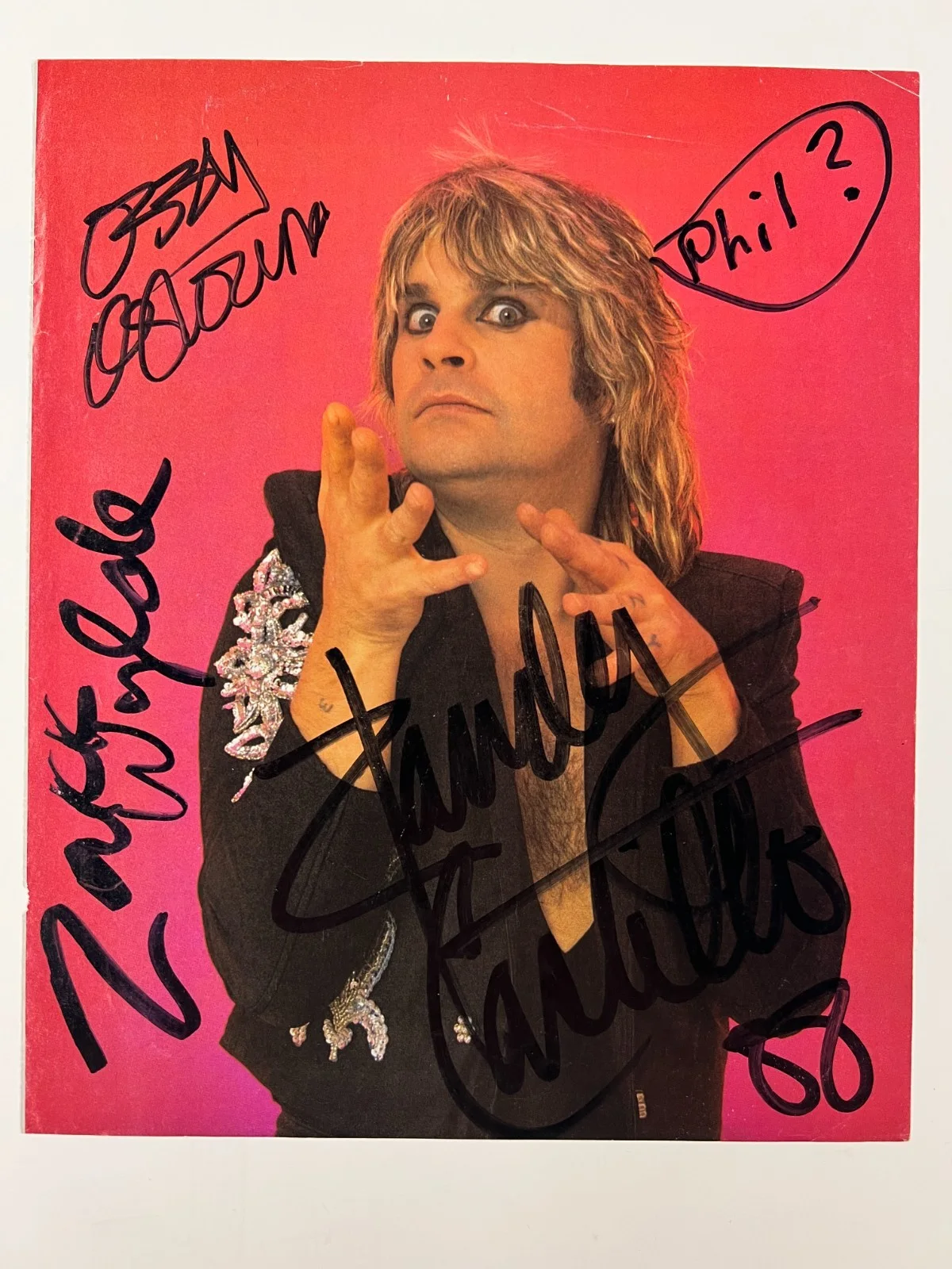 Ozzy Osbourne Signed Autographed Photo Zakk Wylde, Randy Castillo JSA COA, image 2