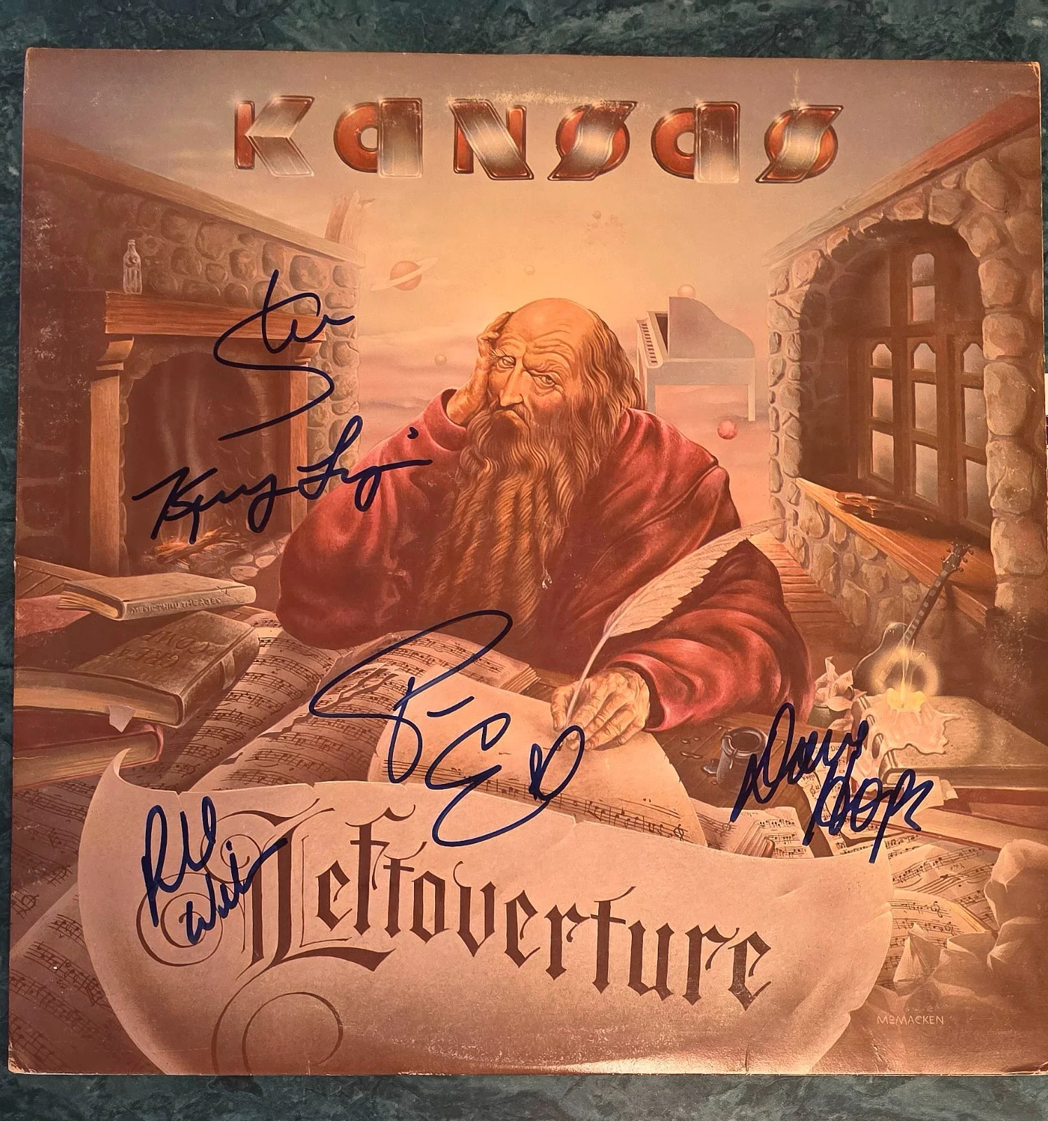 SIGNED 9X KANSAS LEFTOVERTURE AUTOGRAPHED COVER & 12" LP JSA COA # R04396, image 2
