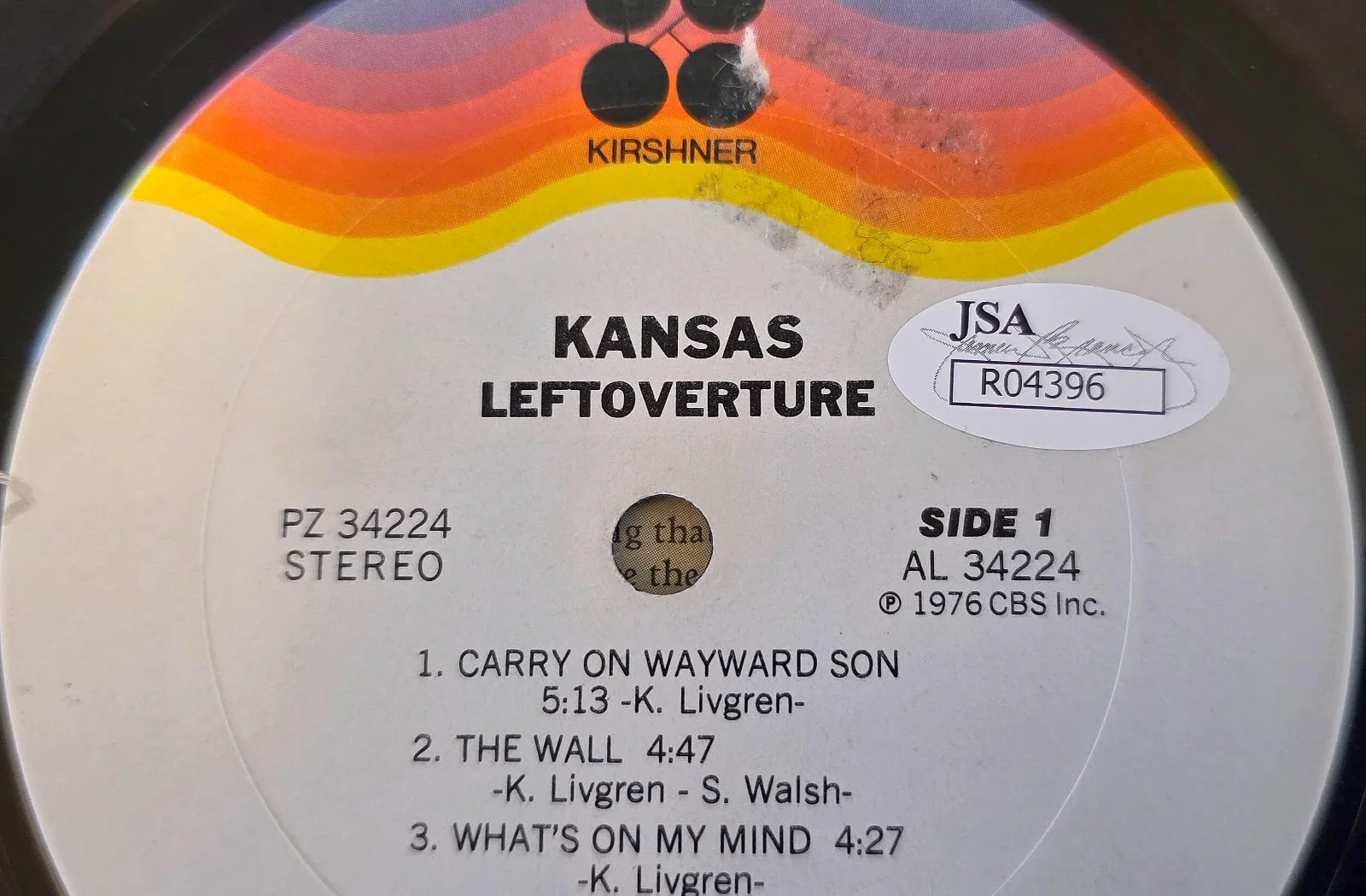 SIGNED 9X KANSAS LEFTOVERTURE AUTOGRAPHED COVER & 12" LP JSA COA # R04396, image 5