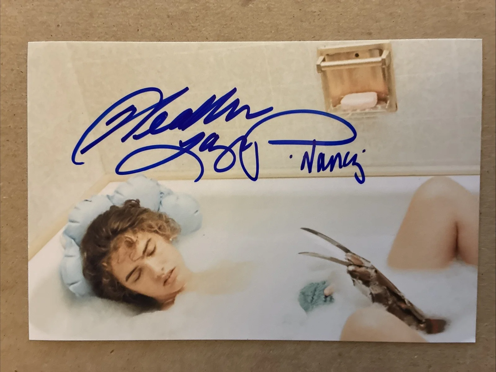 Heather Langenkamp — Nightmare on Elm St SIGNED Heather Langenkamp Autographed 4x6 Photo Bathtub