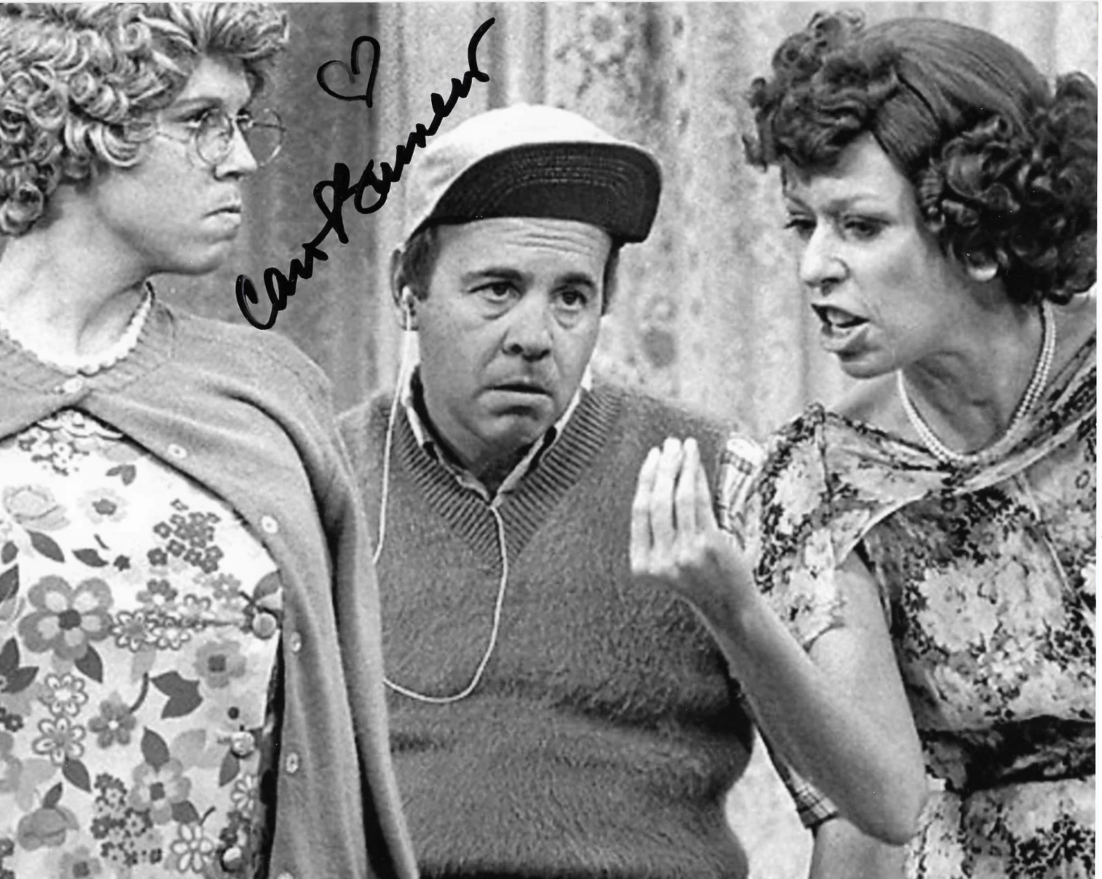 Carol Burnett — Carol Burnett signed photo with Tim Conway and Vicki Lawrence Mama's Family