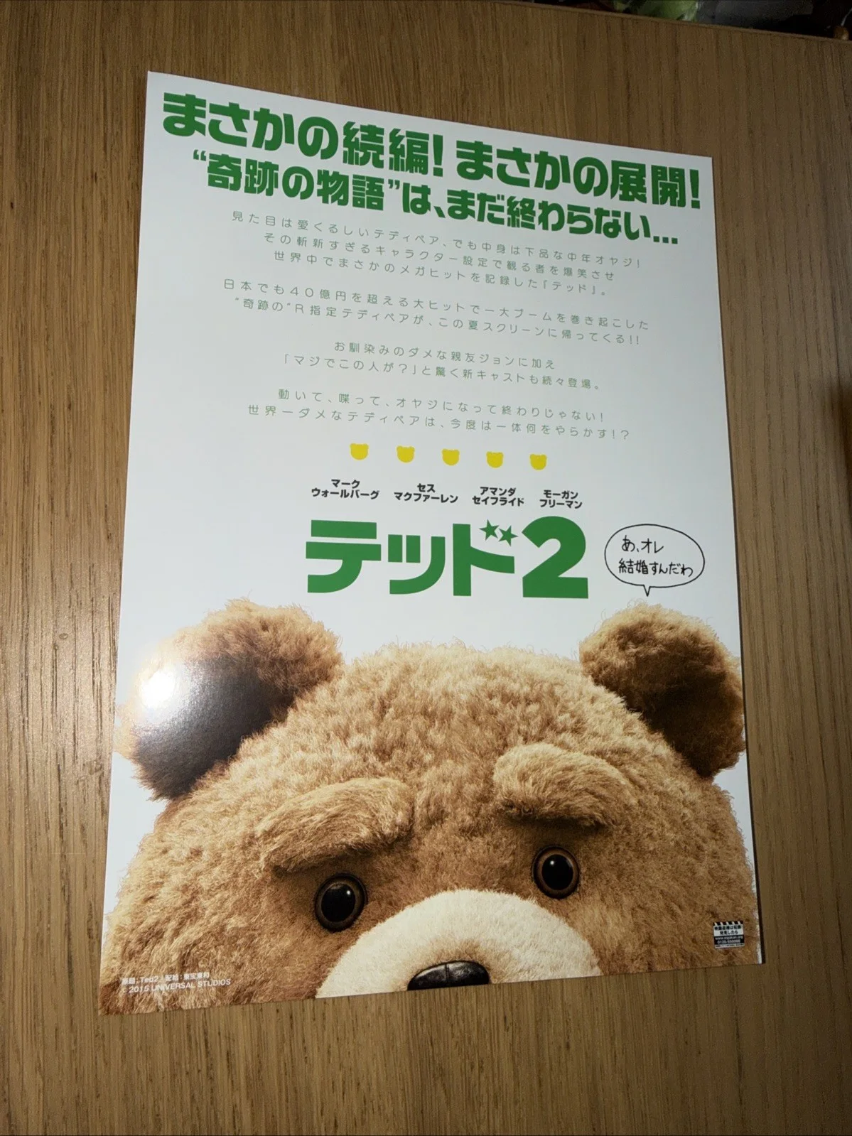 TED 2 JAPANESE CHIRASHI MINI POSTER, image 2