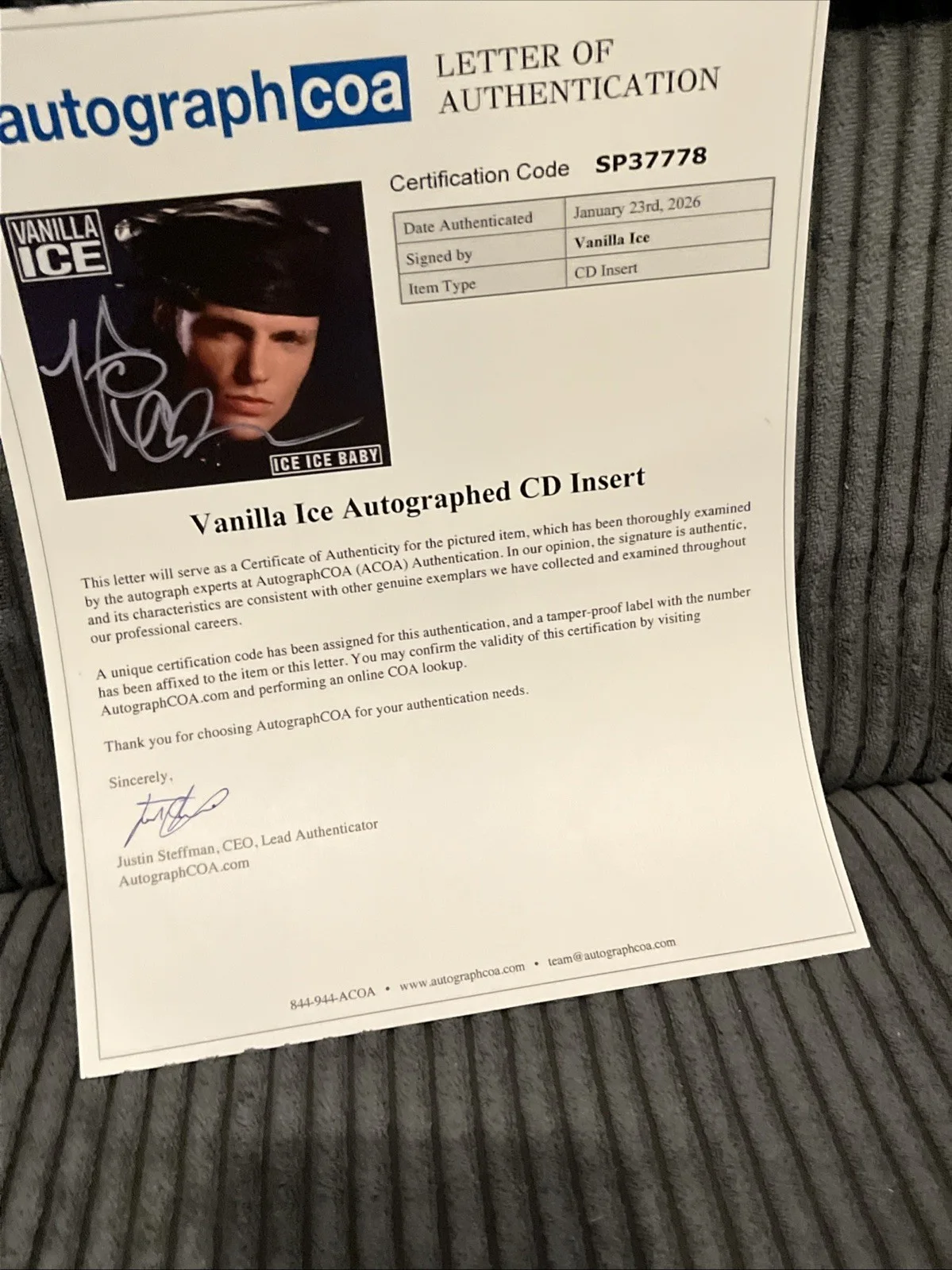 RAPPER VANILLA ICE SIGNED AUTOGRAPHED FRAMED 11x14 DISPLAY ACOA COA RAP NINJA, image 3