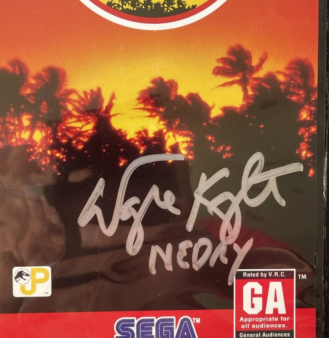Wayne Knight — Wayne Knight Signed Sega Genesis Jurassic Park Video Game, Autograph, Nedry, JSA, изображение 2
