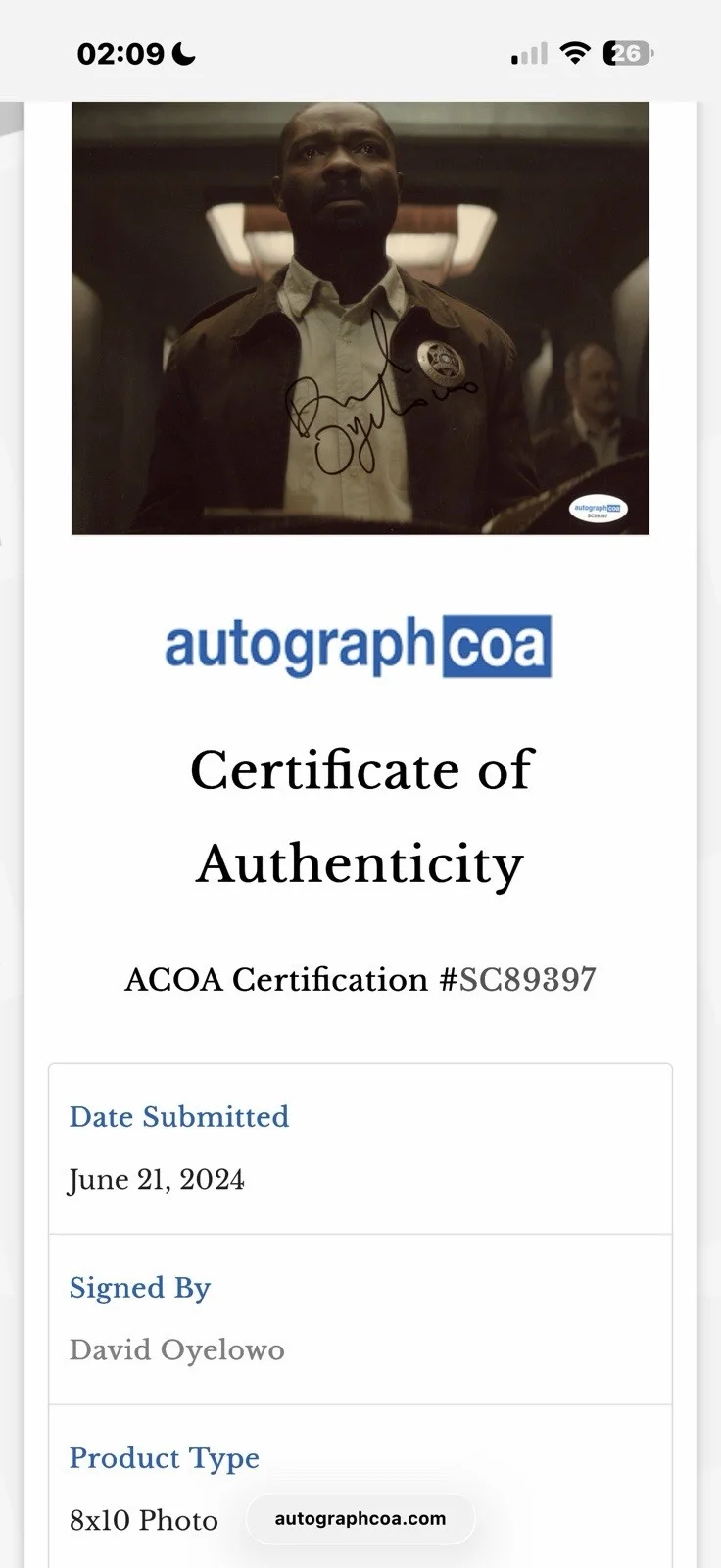 David Oyelowo — David Oyelowo Signed Autographed 8x10 Photo ACOA Silo TV, изображение 5
