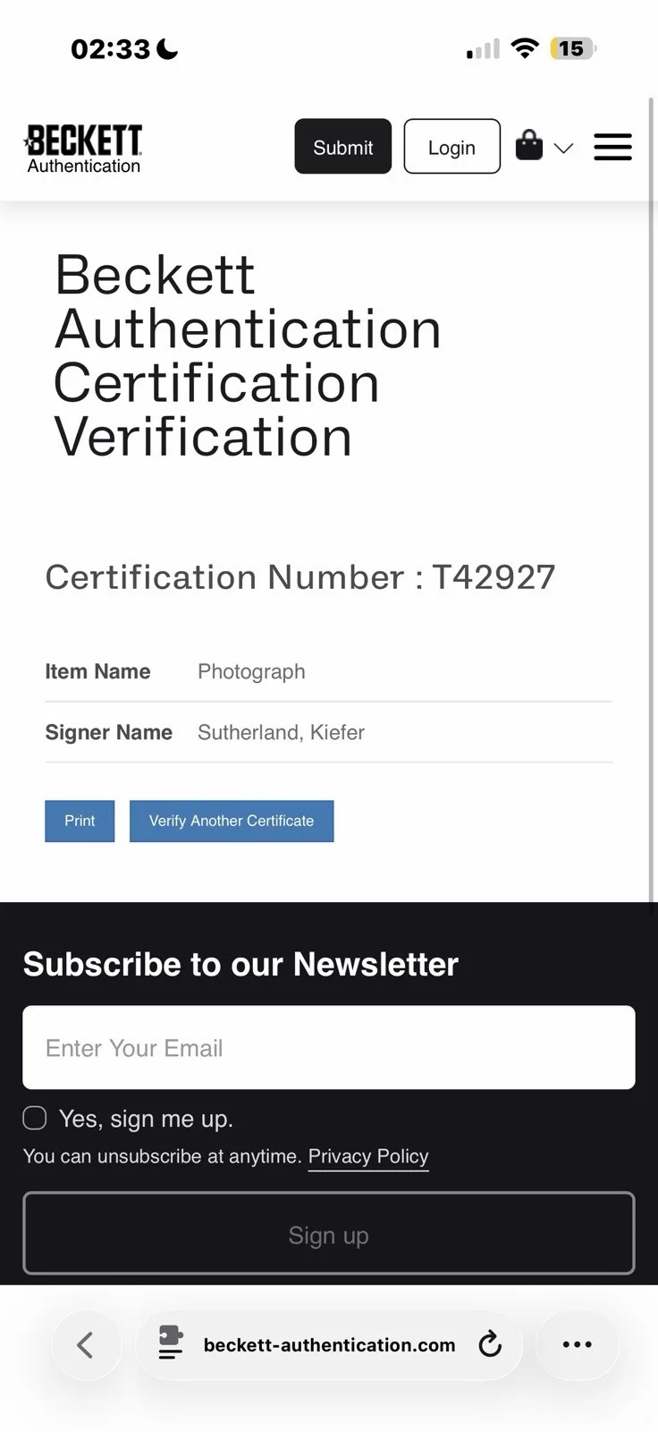Kiefer Sutherland — KIEFER SUTHERLAND SIGNED 8x10 | BECKETT COA Autographed Monsters Vs Aliens, image 4
