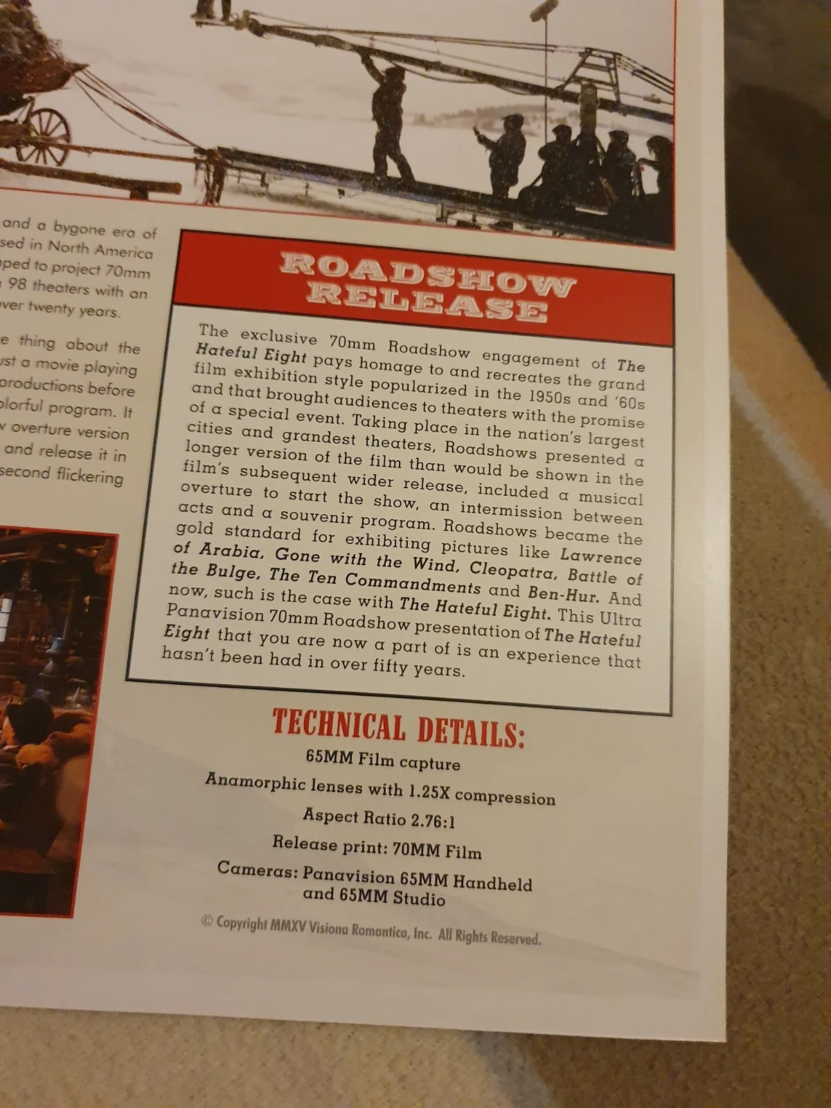 Tarantino The Hateful Eight 10X10ins Special Roadshow Engagement 70mm Programme, изображение 4