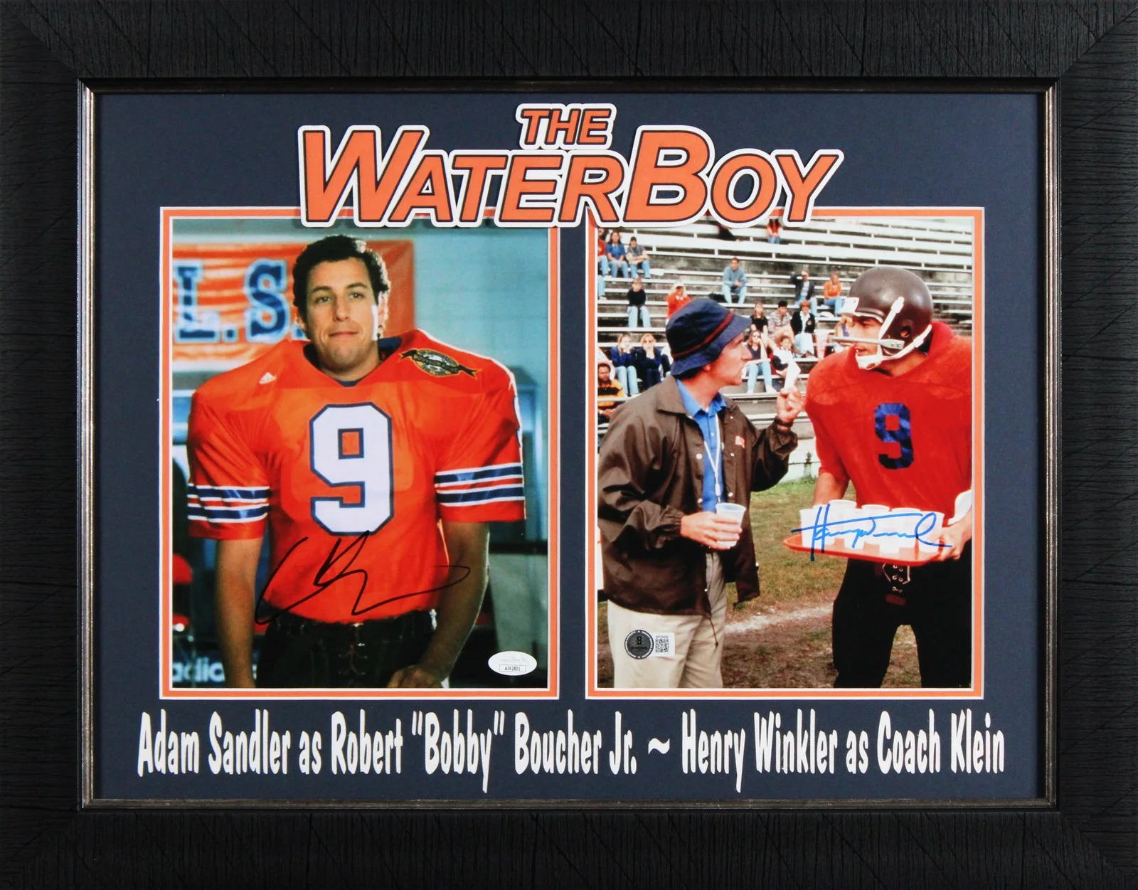 Adam Sandler & Henry Winkler — Adam Sandler & Henry Winkler The Waterboy Signed 8x10 Photo Framed Display BAS
