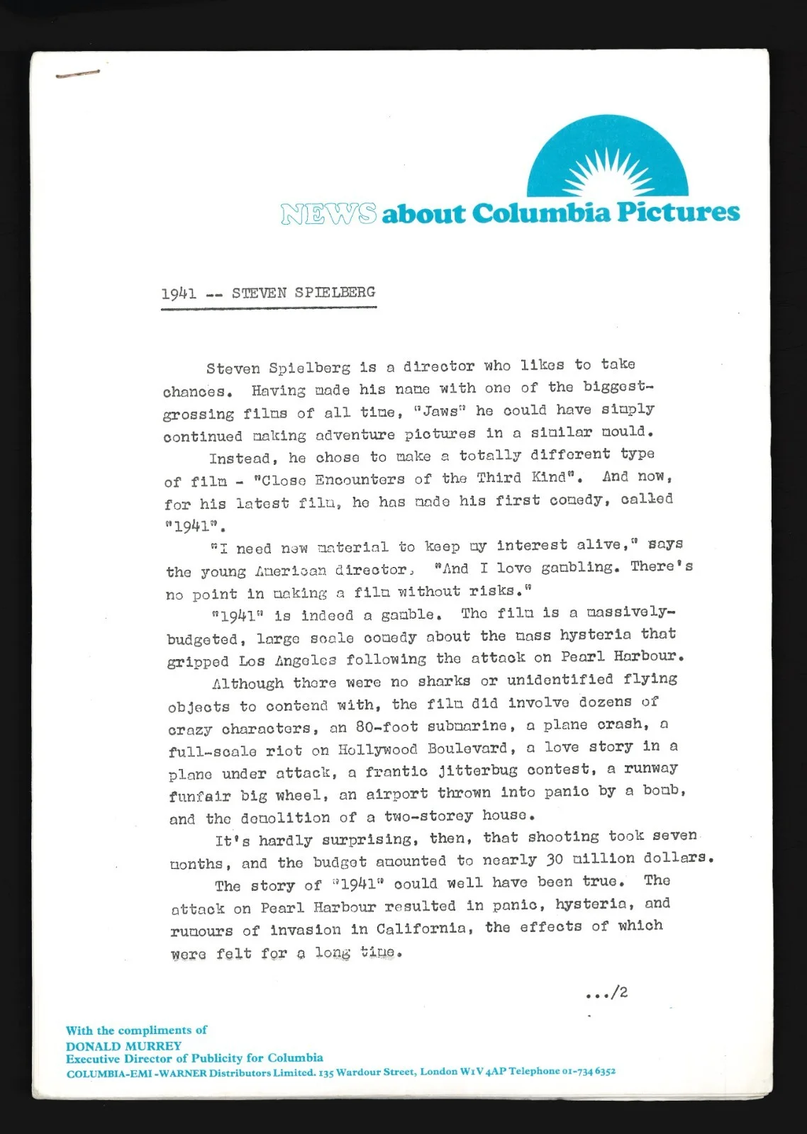 Cinema Press Kits Exploitation Synopsis Production Notes Ad Blocks Ephemera A-H, image 4