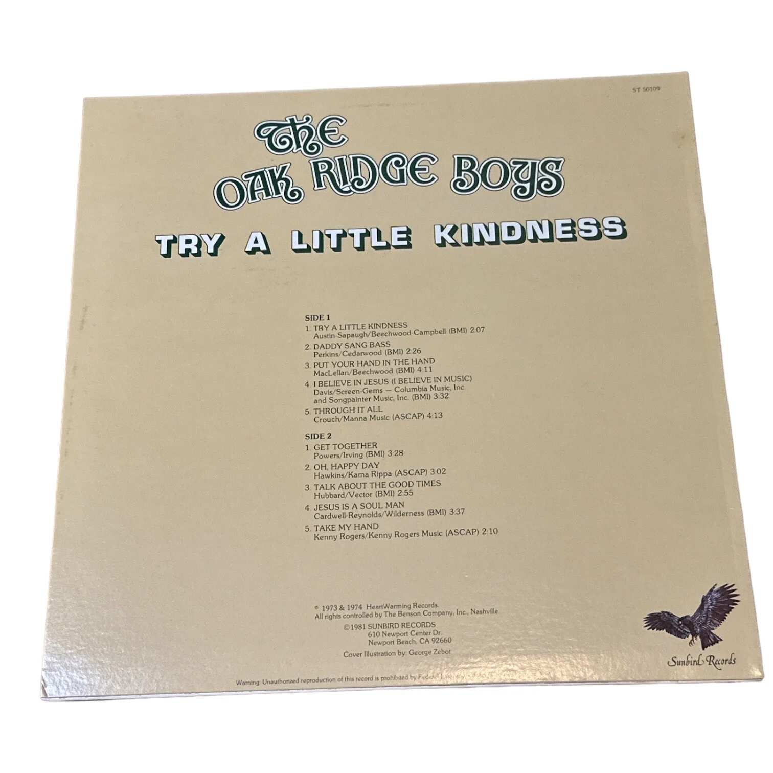 Joe Bonsall - Signed Oak Ridge Boys “Try A Little Kindness” LP Record ST 50109, image 3