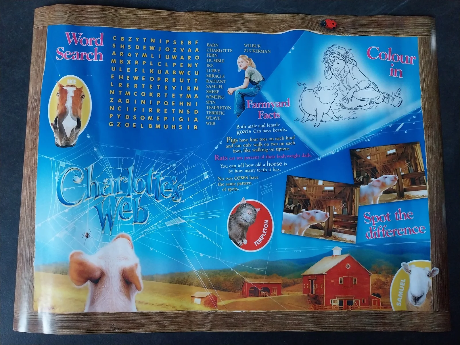 RARE Charlotte's Web Paramout Dakota Fanning Promo Mini Quad Cinema Movie Poster, image 2