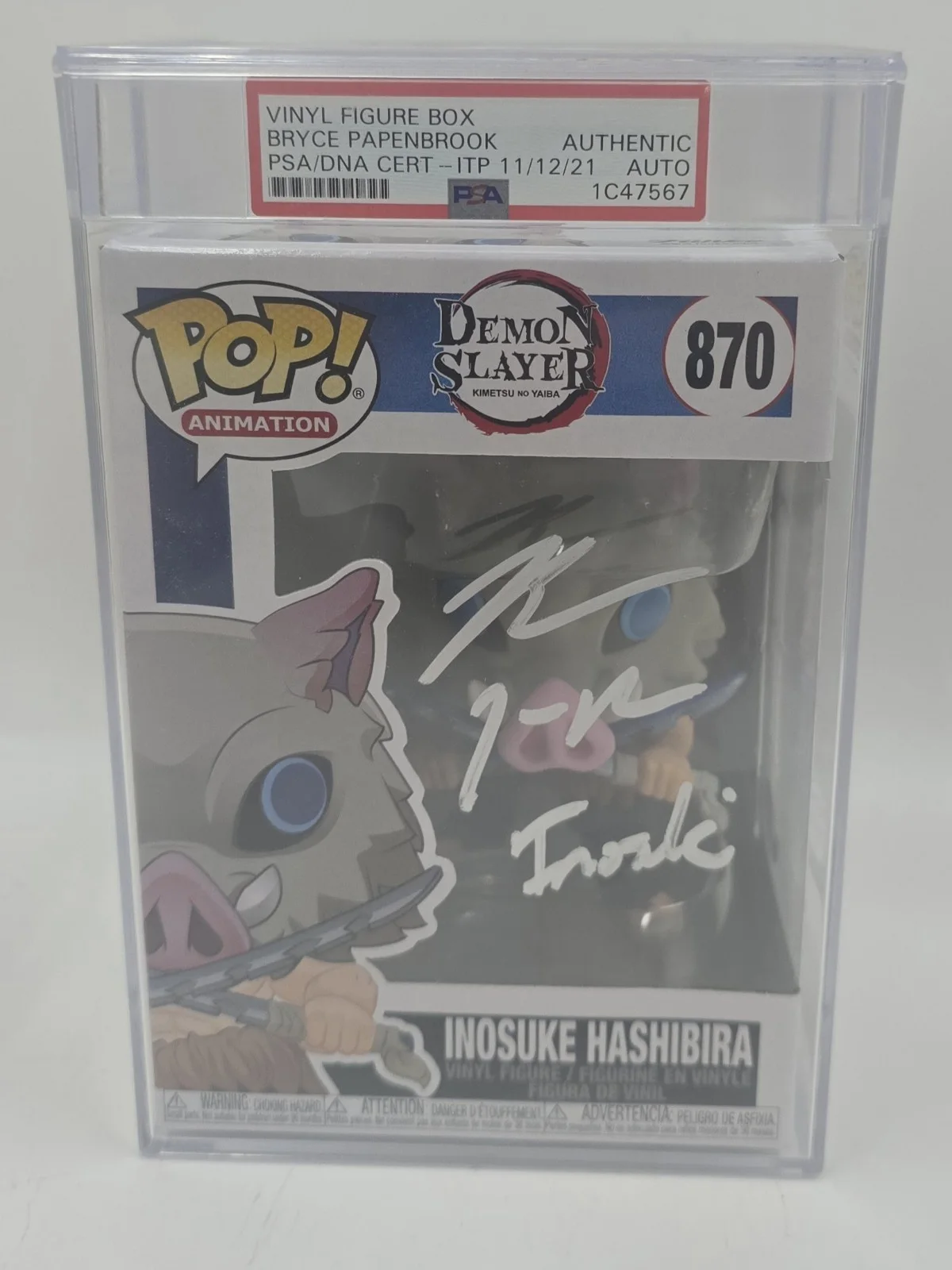 BRYCE PAPENBROOK — BRYCE PAPENBROOK SIGNED INOSUKE HASHIBIRA FUNKO POP PSA Authentic 1C47567, изображение 3