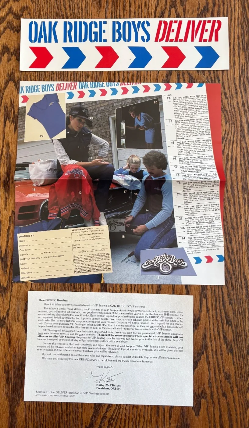 Oak Ridge Boys & Lee Greenwood Memorabilia Lot Autograph Posters Fan Club, изображение 3