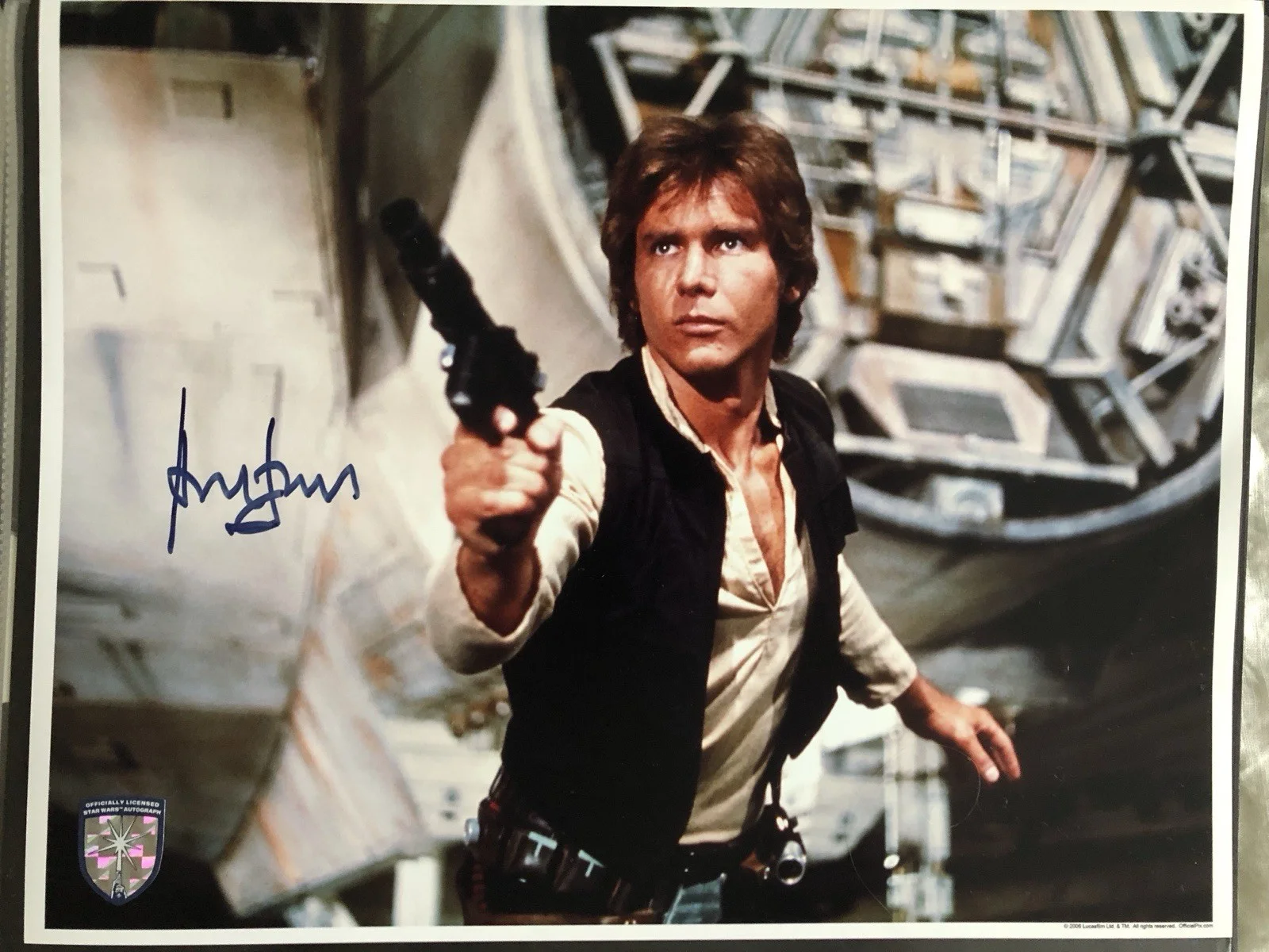 Harrison Ford — Harrison Ford Signed Official Pix OPX 11x14 Saber Shield Photo Star Wars Auto