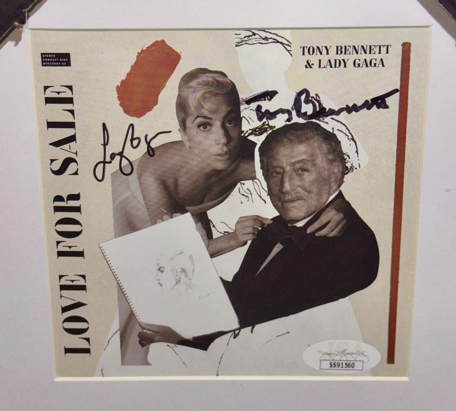 LADY GAGA & TONY BENNETT SIGNED / AUTOGRAPHED "LOVE FOR SALE" FRAMED CD JSA COA, image 2