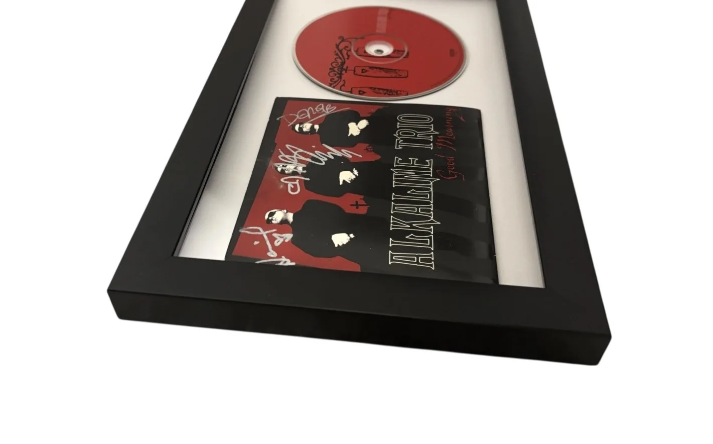 ALKALINE TRIO SIGNED AUTOGRAPH x3 GOOD MOURNING FRAMED & MATTED CD MATT SKIBA +2, image 2