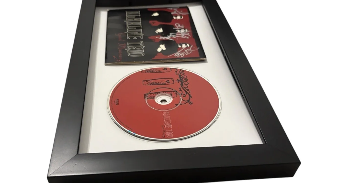 ALKALINE TRIO SIGNED AUTOGRAPH x3 GOOD MOURNING FRAMED & MATTED CD MATT SKIBA +2, image 3