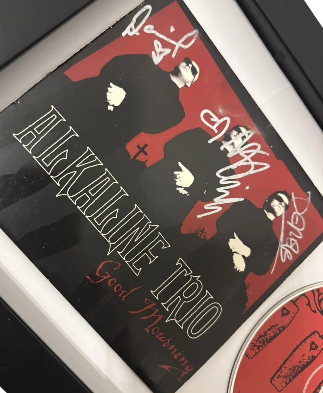 ALKALINE TRIO SIGNED AUTOGRAPH x3 GOOD MOURNING FRAMED & MATTED CD MATT SKIBA +2, image 4