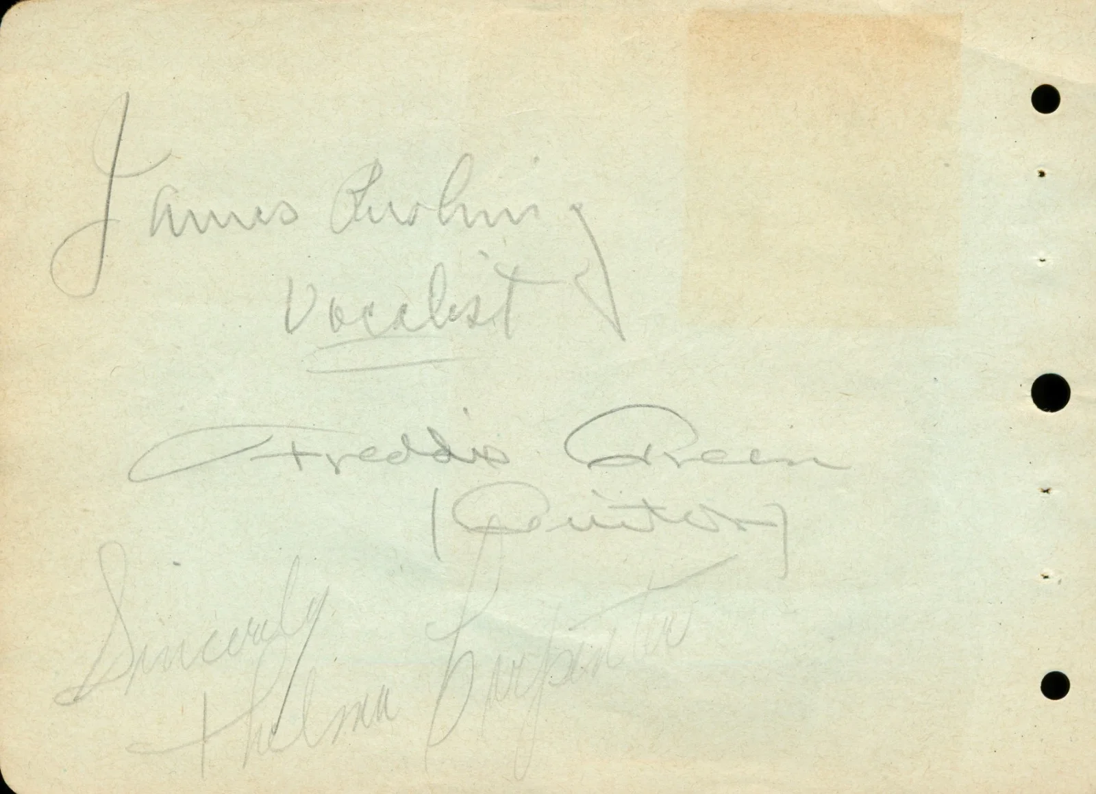 Drummer Joe Jones signed autograph book page - Count Basie, image 2