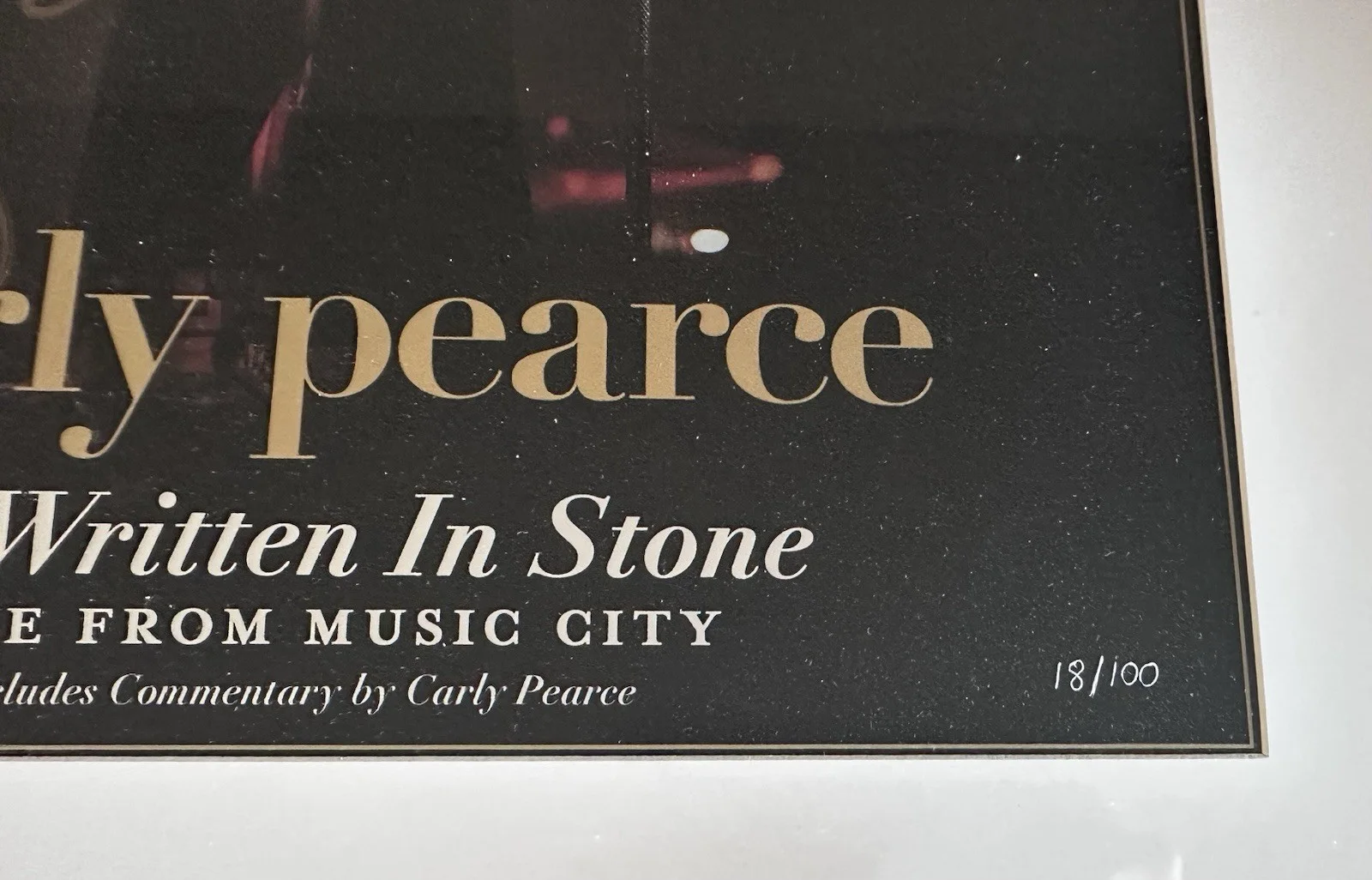 Carly Pearce Signed 29: Written In Stone Live Framed Limited 18/100, изображение 3