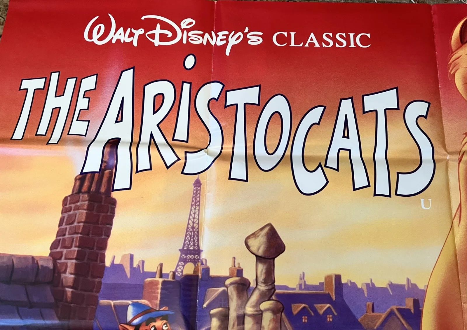 ARISTOCATS WALT DISNEY UK QUAD MOVIE RERELEASE POSTER 1990`S ORIGINAL, изображение 4