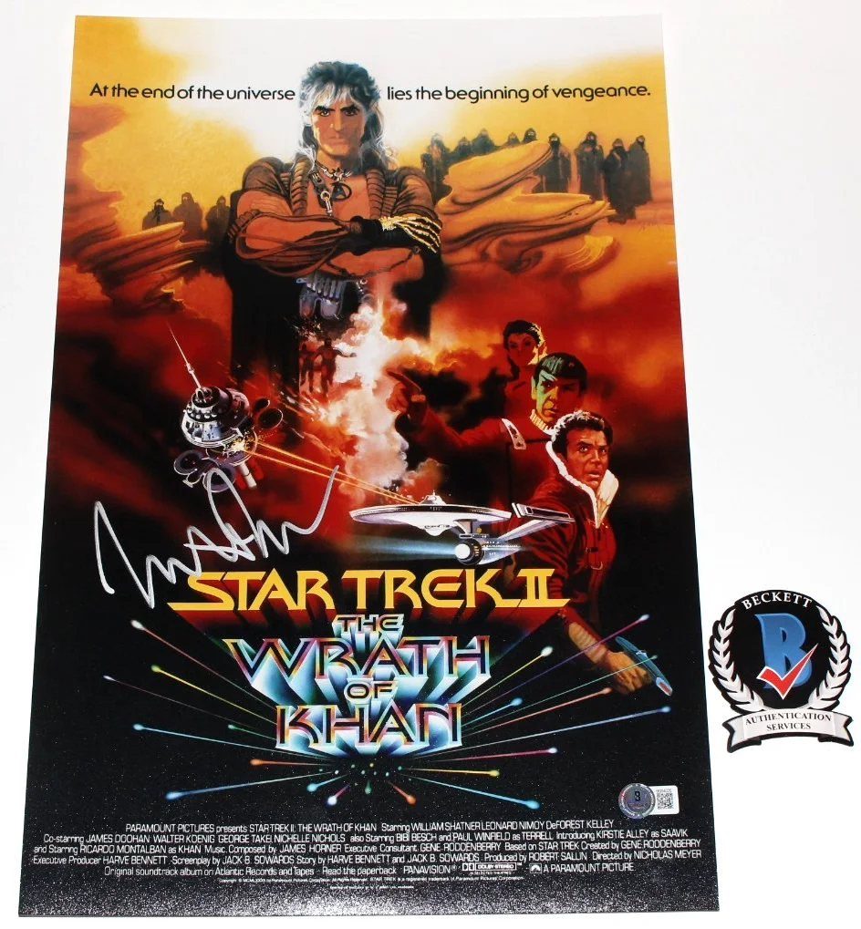 NICHOLAS MEYER SIGNED STAR TREK II THE WRATH OF KHAN 12x18 MOVIE POSTER BECKETT, изображение 2