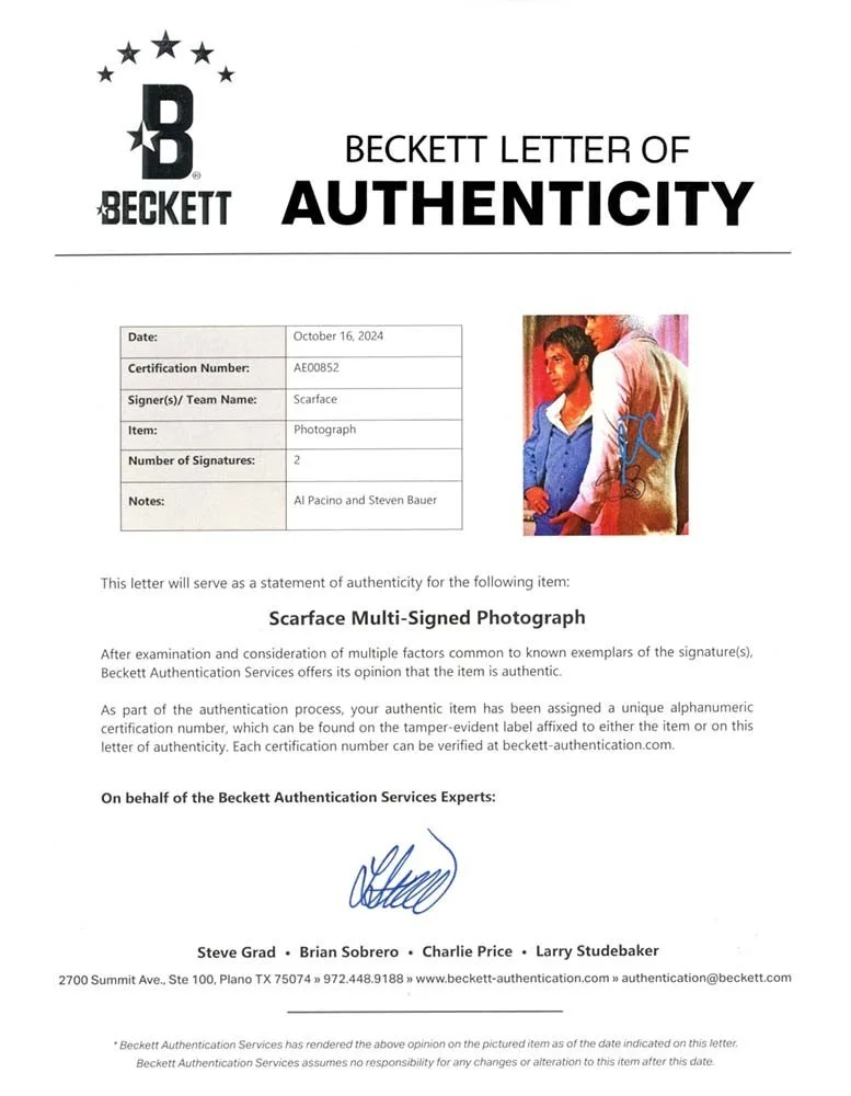 Al Pacino, Steven Bauer — Scarface Al Pacino and Steven Bauer Autographed Signed 8x10 Photo Authentic BAS, изображение 2