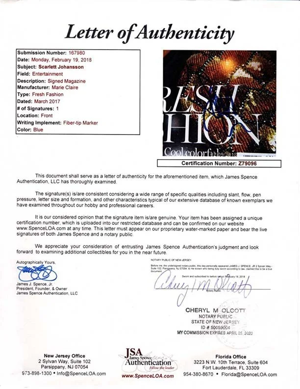 Scarlett Johansson — Scarlett Johansson Autographed Signed Magazine Certified Authentic JSA COA, image 4