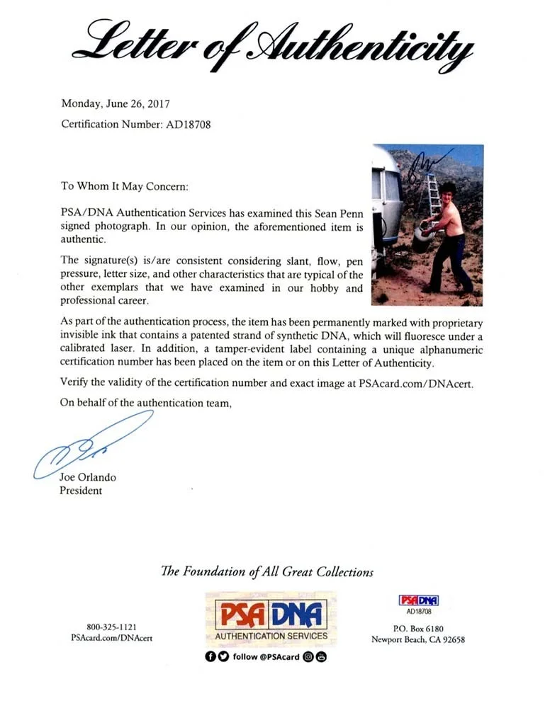 sean penn — Sean Penn Matted Autographed Signed 16x20 Photo Certified Authentic PSA/DNA COA, изображение 2