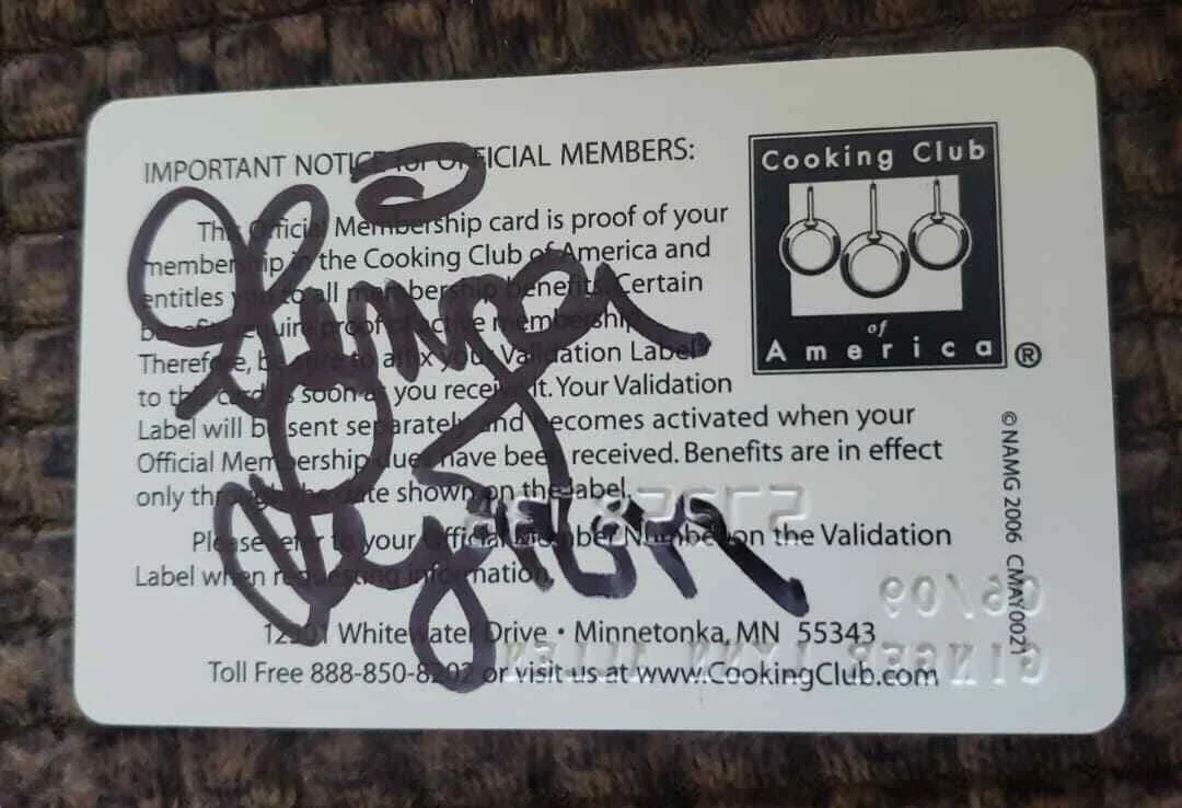 GINGER LYNN: Cooking Club Membership Card hand signed, image 3