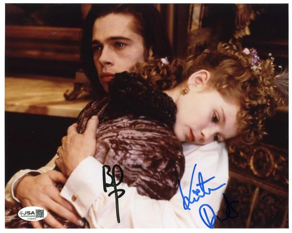 A Star — Interview with the Vampire Cast Pitt Dunst 8X10 Photo Signed Autographed JSA COA