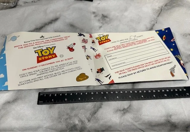 EXCLUSIVE Walt Disney Toy Story/Woody/Buzz 1995 Press Screening Invitation, image 2