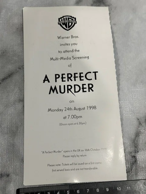 EXCLUSIVE A Perfect Murder/Michael Douglas 1998 Press Screening Invitation, image 2