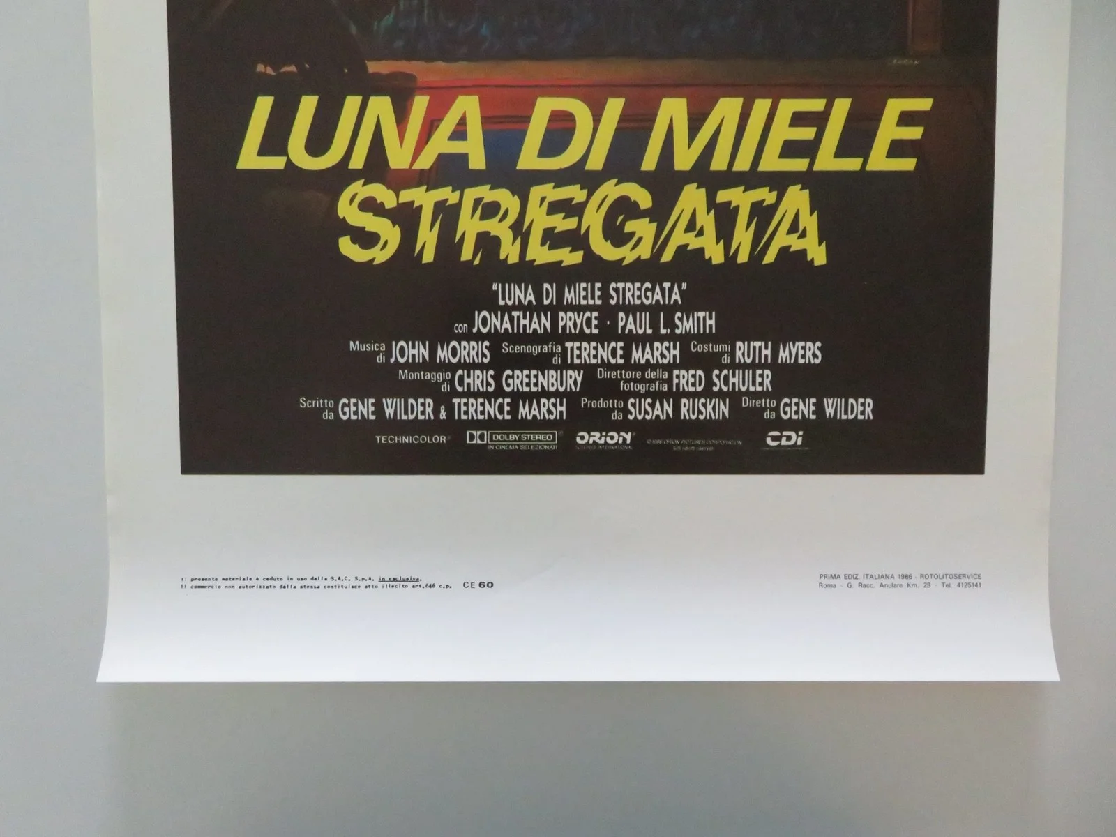 HAUNTED HONEYMOON ITALIAN LOCANDINA POSTER GENE WILDER GILDER RADNER 1986, изображение 4