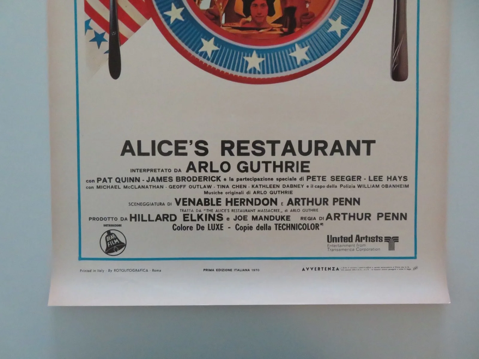 ALICE'S RESTAURANT ITALIAN LOCANDINA POSTER ARLO GUTHRIE PAT QUINN 1970, изображение 4