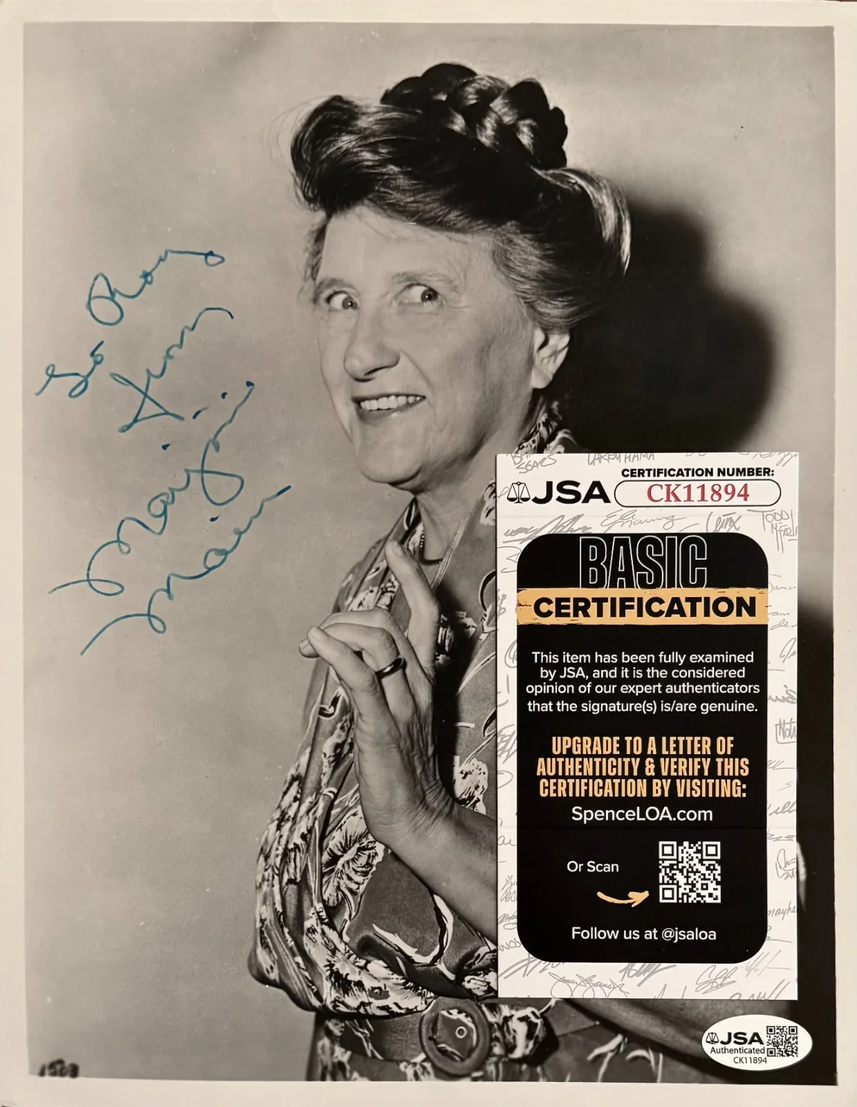 Marjorie Main — MARJORIE MAIN SIGNED Autographed 8" x 10" PHOTO Ma and Pa Kettle JSA CERTIFIED, image 4