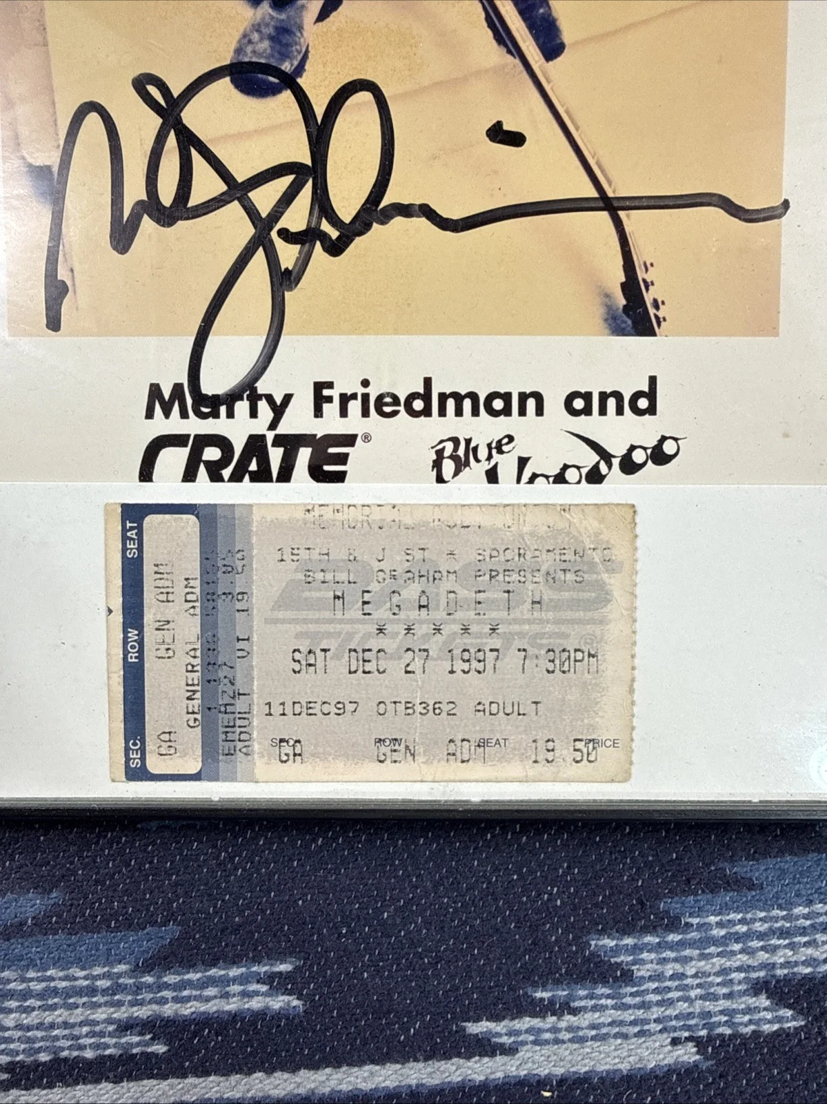 Marty Friedman Signed Autographed Photo Crate Blue Voodoo Megadeth Ticket Vinyl, изображение 2