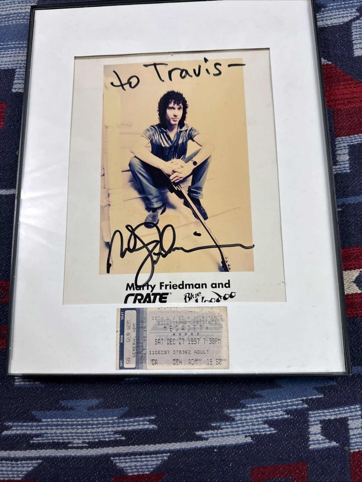 Marty Friedman Signed Autographed Photo Crate Blue Voodoo Megadeth Ticket Vinyl, изображение 3