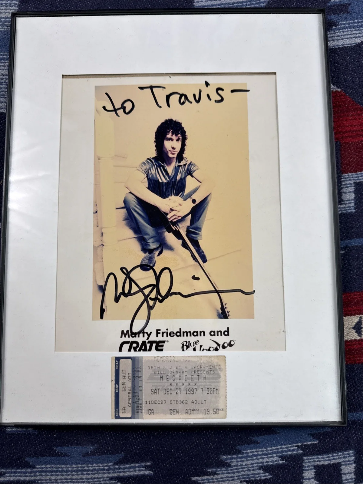 Marty Friedman Signed Autographed Photo Crate Blue Voodoo Megadeth Ticket Vinyl, изображение 4