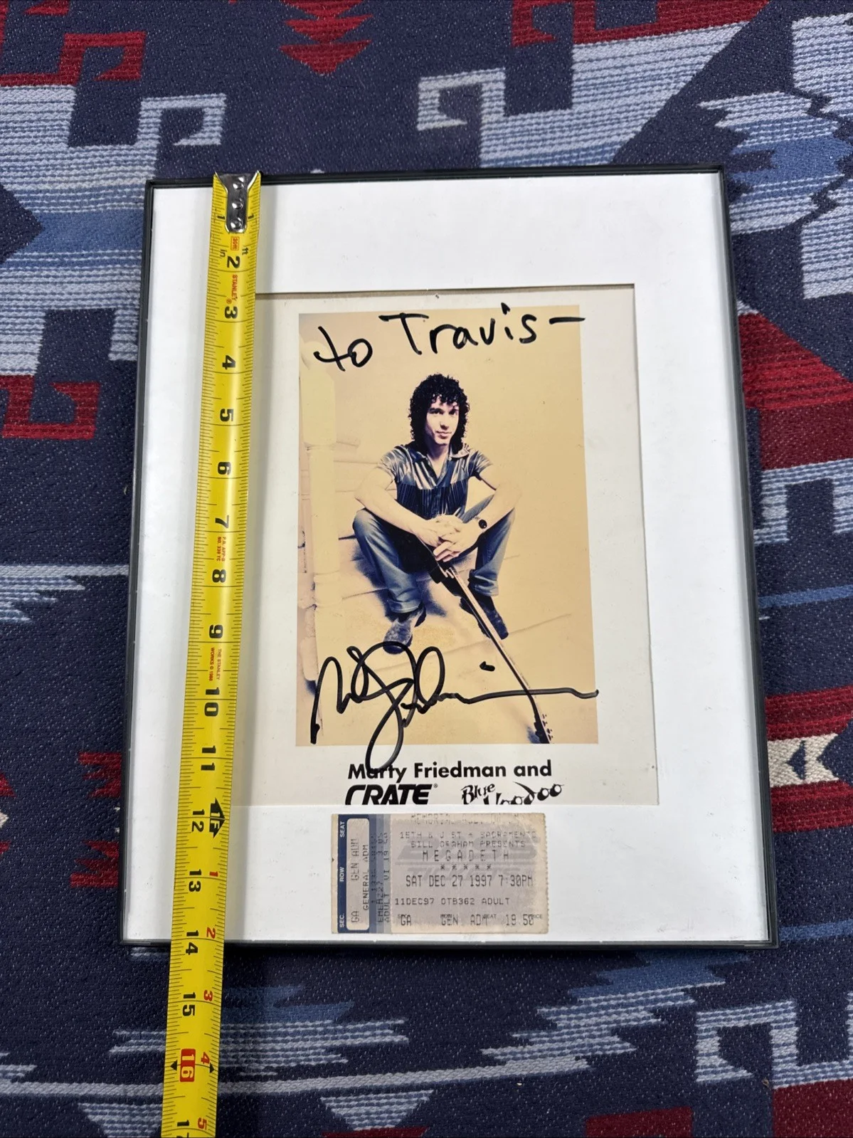 Marty Friedman Signed Autographed Photo Crate Blue Voodoo Megadeth Ticket Vinyl, изображение 5