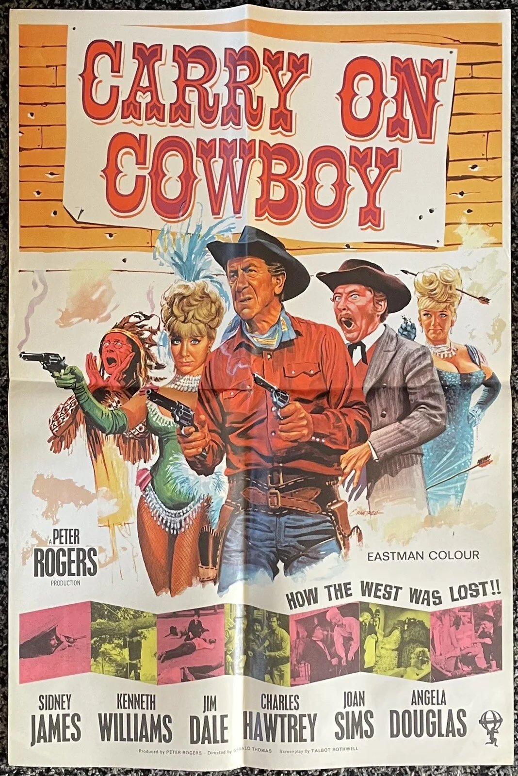CARRY ON COWBOY 1965 *SIDNEY JAMES* RARE ORIGINAL UK 1-SHEET POSTER NEAR MINT, изображение 2