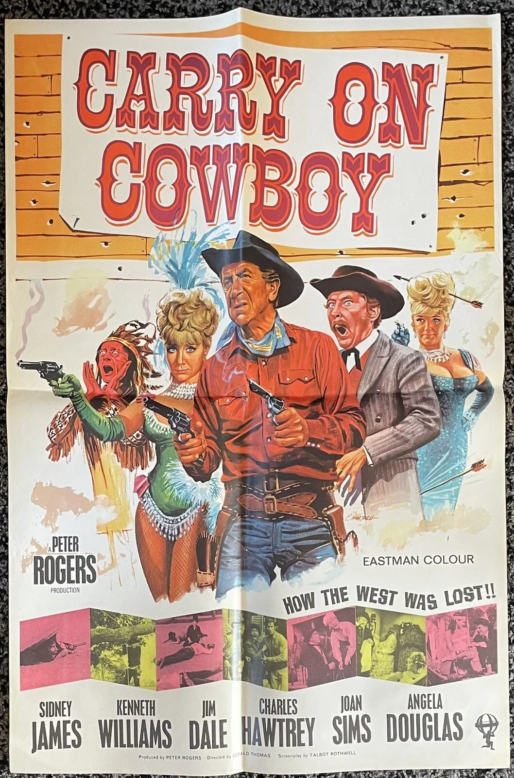 CARRY ON COWBOY 1965 *SIDNEY JAMES* RARE ORIGINAL UK 1-SHEET POSTER NEAR MINT, изображение 3