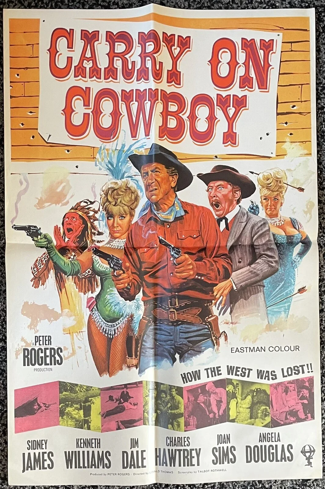 CARRY ON COWBOY 1965 *SIDNEY JAMES* RARE ORIGINAL UK 1-SHEET POSTER NEAR MINT, изображение 4
