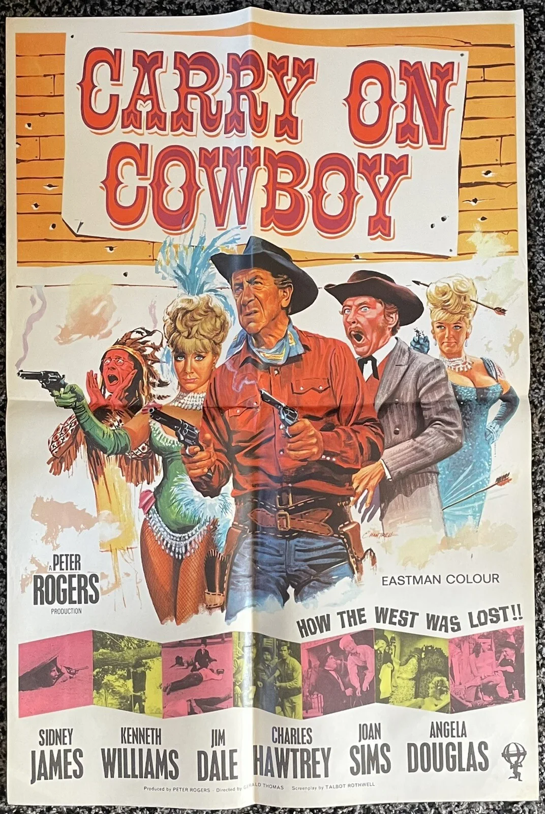 CARRY ON COWBOY 1965 *SIDNEY JAMES* RARE ORIGINAL UK 1-SHEET POSTER NEAR MINT, изображение 5