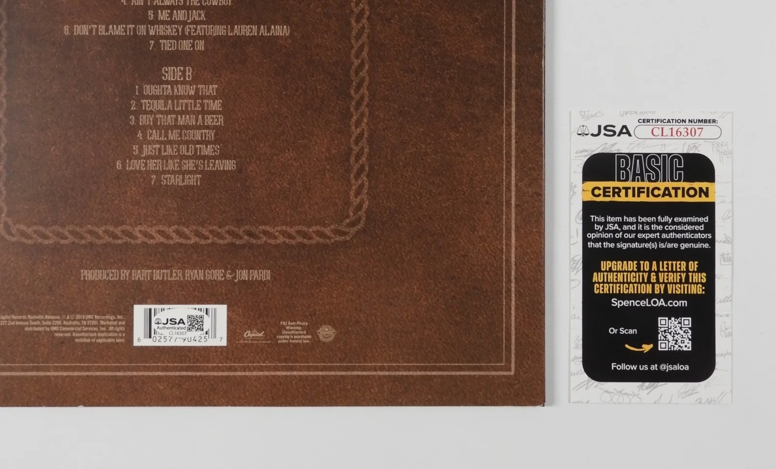 Jon Pardi JSA Signed Autograph Album Record Vinyl Heartache Medication, изображение 3