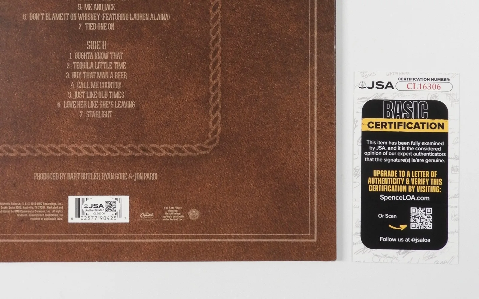 Jon Pardi JSA Signed Autograph Album Record Vinyl Heartache Medication, изображение 3