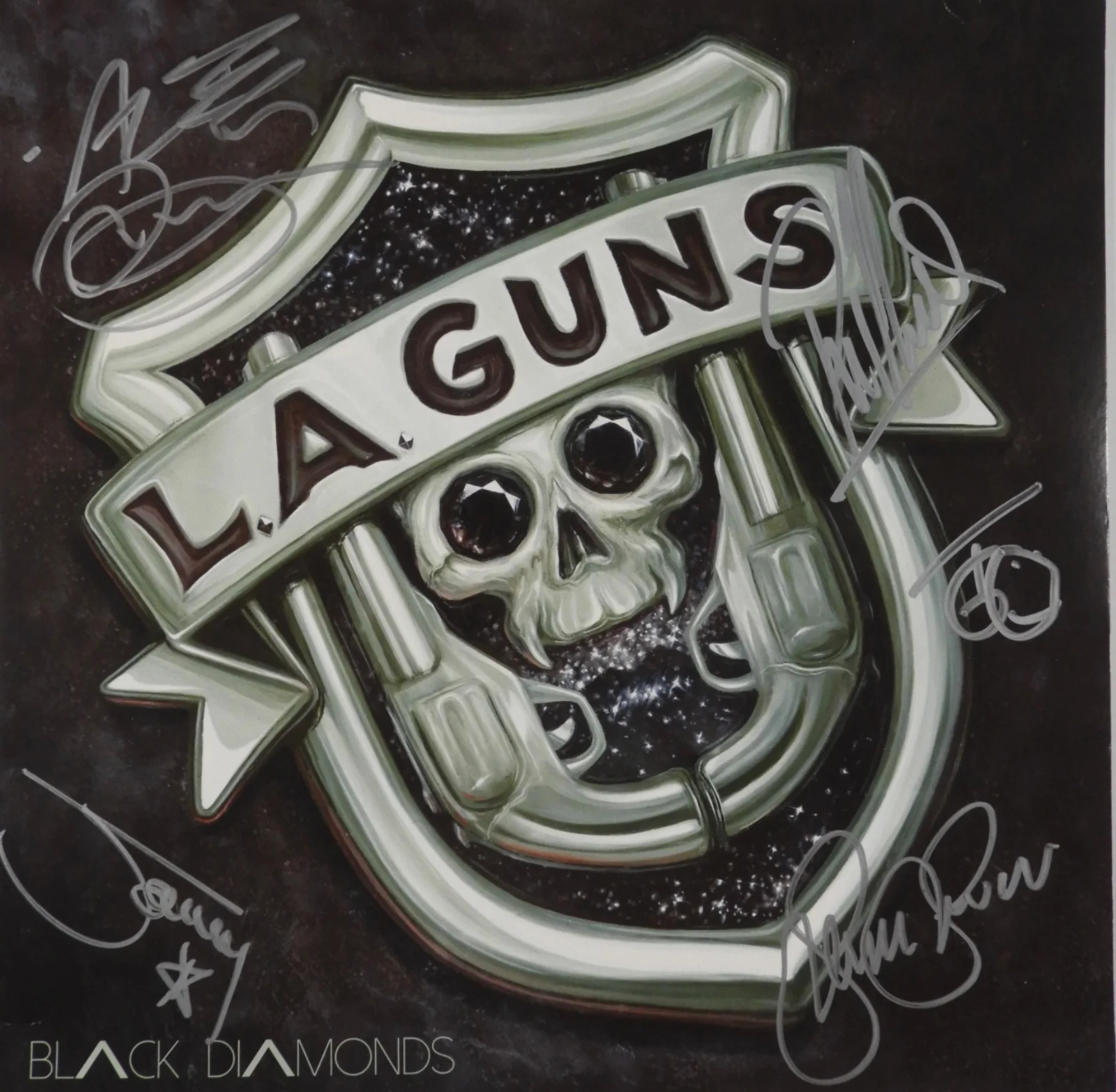 L.A. Guns JSA Signed Autograph Album Record LP Vinyl Black Diamonds LA, изображение 2