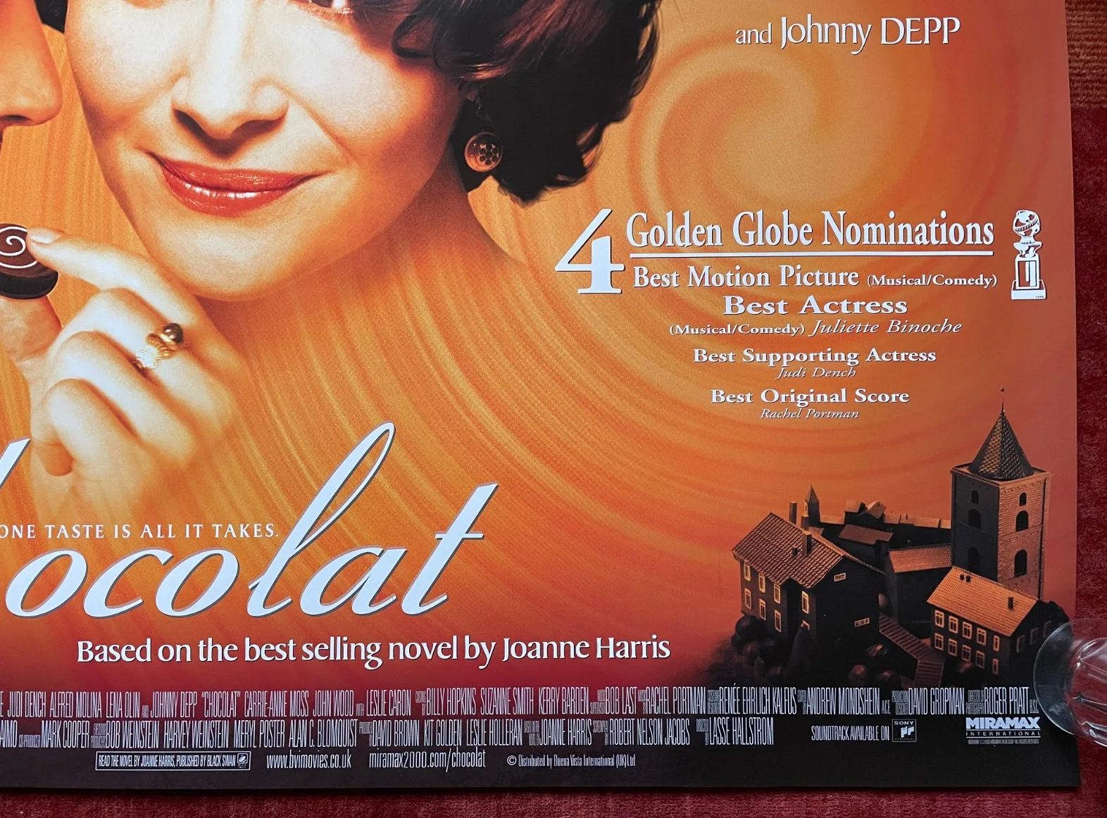 CHOCOLAT (2000) Original UK Quad Movie Poster Juliette Binoche Johnny Depp, image 5